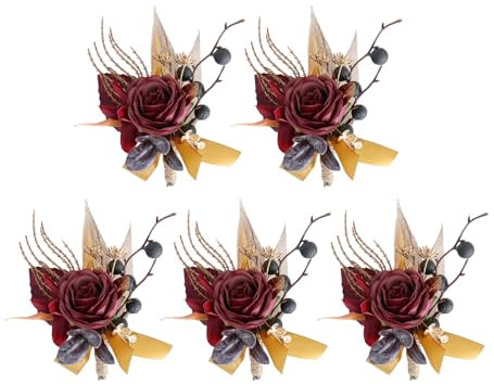 WASTEBIN Set Mit 5 Handgefertigten Ansteckblumen In Staubiger Rose Für Trauzeugen Boutonniere Mit Seidenblumen Und Anstecknadel Für Hochzeitsbedarf Und Abschlussbälle