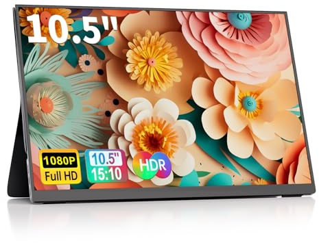 10.5''Portable Monitor for latop ,2K FHD 60HZ Laptop Monitor Screen,USB-C and HDMI Inputs, Ultra-Slim IPS Panel with HDR and Premium Smart Cover & Speakers for Laptop,PC,Phone,PS4/5,Switch,Mac,Xbox