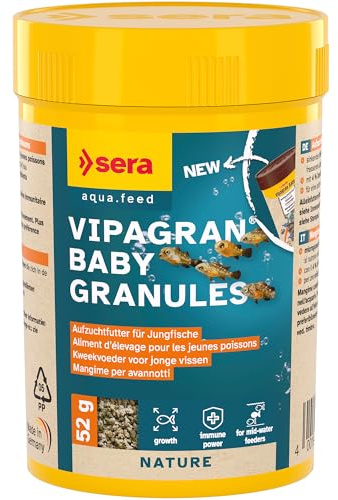 sera Vipagran Baby Granules 100 ml | Fischfutter, Aufzuchtfutter für Jungfische der mittleren Zone | langsam sinkendes Mikrosoftgranulat | ohne Konservierungsstoffe | fördert Wachstum & Abwehrkräfte