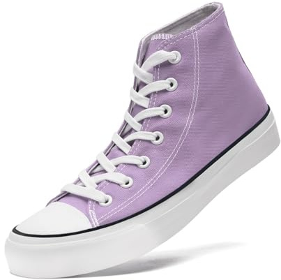 sharllen High Top Trainers Donne Sneakers in Tela Lace Up Scarpe in Tela per Uomini Plimsolls Pompe Scarpe da Tennis Casual(Purple 255)
