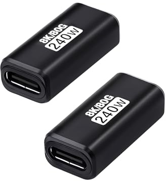 Duttek 80G USB C Kupplung, 240W USB C Buchse auf Buchse Konverter Adapter unterstützt 8K@60Hz für iPad, MacBook, Thunderbolt 5/4 und Typ C Geräte (2 Pack)