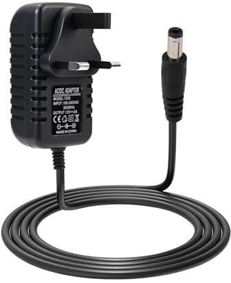 12V 2A Power Supply Adapter, AC 100-240V 50/60Hz to DC 12V 24W Converter, UK Plug Switching Transformer with 5.5x2.5mm for 3D Printer, CCTV Camera, LED light, Monito Video Devices