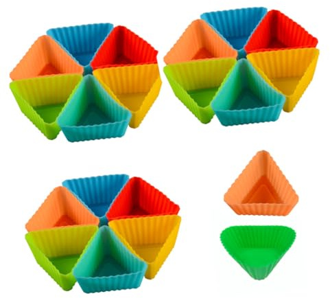 GALPADA 20 pezzi Stampi Silicone per Cupcake Triangolari Riutilizzabili Resistenti Temperature Antiaderenti per Muffin Dolci e Dessert in Forno e Microonde Colore Casuale Colore Casuale