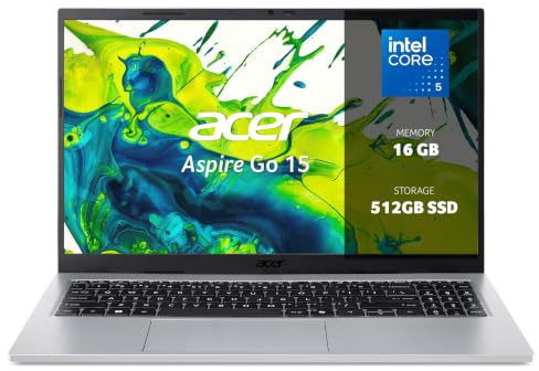 Acer Aspire Go 15, Portátil 15.6 Full HD, Core i5, 16GB RAM, 512GB SSD | Intel Core 5 120U, Intel Graphics, Windows 11 Home, Teclado QWERTY Español, Ligero y Rápido para Estudio y Trabajo