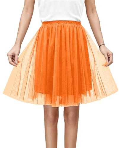 Feenkostüm Damen Tüllrock Damen Tütü Rock 50Er Ballett Unterrock Elastische Hohe Taille A-Linie Midirock Ballettrock Petticoat Tüll Tanzkleid Weihnachten Karneval Kostüm