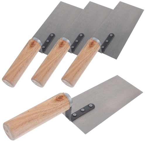 MUCKLILY Set 4 Pezzi Cazzuole per Stucco in Acciaio Inossidabile Spatole da Costruzione Resistenti e Antiruggine per Raschiare Stuccare e Finitura su Calcestruzzo e Piscina Strumenti