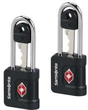 Samsonite TA Revolution – Lucchetto a chiave TSA (set da 2), lucchetto per bagagli sicuro per valigie e borse, Nero