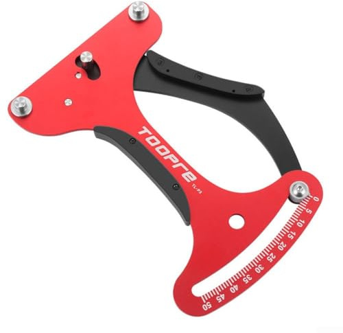 Durashmall Misuratore di tensione dei raggi della bicicletta in lega di alluminio, strumento di costruzione di ruote CNC per raggi rotondi e piatti, calibro di misurazione accurato per riparazione e