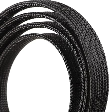 Copri Cavi Elettrici Guaina intrecciata isolata Manicotto stretto espandibile for cavi da 2 mm - 50 Tubo guaina in rete in nylon ignifugo(Black,30.0mm,5Meter)
