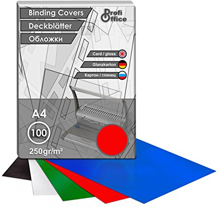 ProfiOffice® Deckblätter, DIN A4, Hochglanz Karton, rot, 250 g/m2, 100 Stück(49004)