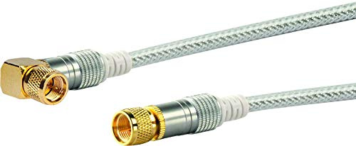 SCHWAIGER Premium SAT Anschlusskabel 110 dB, 3,0m, transparent, 90° F-Winkelstecker > F-Stecker, 4-fach Schirmung, 75 Ohm, digital, HDTV, DVB-S/S2