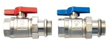 Kugelhahn-Set IG 1 x AG 1 rot-blau für Heizkreisverteiler