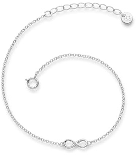GLANZSTÜCKE MÜNCHEN Damen Armband 925/- Sterling Silber | rhodiniert, Ankerarmband, Infinity, Federring