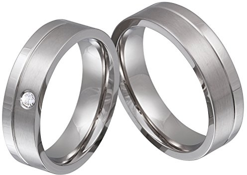 Juwelier Schönschmied Freundschaftsringe Eheringe Partnerringe - inkl. WUNSCHGRAVUR - Edelstahl Zirkonia 132HD - mit AMAZON KONFIGURATOR direkt online gestalten !