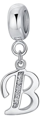 Buchstaben-Anhänger aus 925er-Sterlingsilber, für Pandora-Armbänder