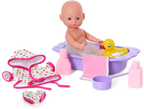 Kidoozie Bathtime Baby, 12-Inch Doll, Bath tub and Accessories for Kids, Pretend Play, Ages 3 and up (G02566)