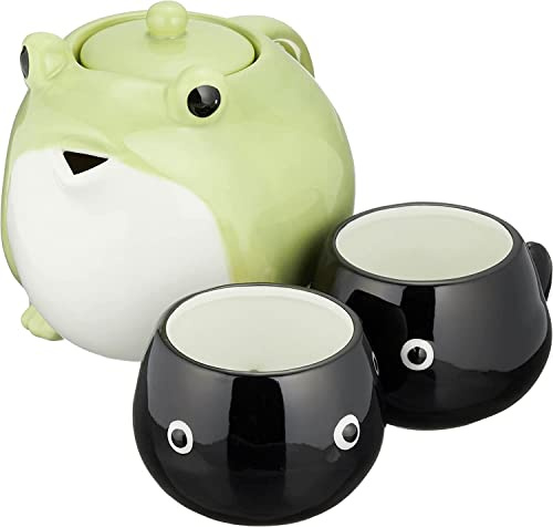 SAN3293 Süßes Geschirr Teekanne und Teetassen-Set, Frosch Eltern und Kind, 600 ml, 140 ml