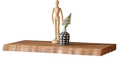 SAM Wandregal SUVA 60 cm, Akazie Natur lackiert, Baumkante, Regal | Akazienholz naturfarben & massiv, Holzregal