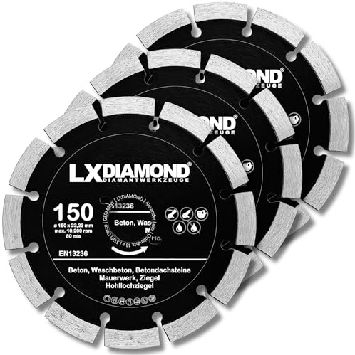 LXDIAMOND 3x Diamant-Trennscheibe 150mm - Diamantscheibe für Beton Mauerwerk Universal - Trennscheibe passend für Bepo FFS 150 151 Montagefräse Fensterfugenschneider 150 mm - in Profi Qualität