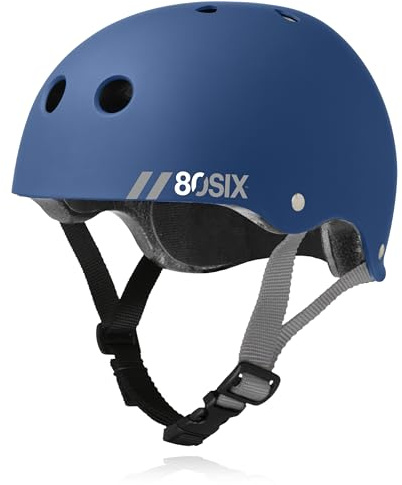 80Six dubbelcertifierad skridskor för barn för pojkar/flickor i åldrarna 5 till 14+ trippel komfort och skydd – perfekt för rullskridskor, cykel, skoter, BMX, skateboard, cykelhjälm (marinblå, ålder