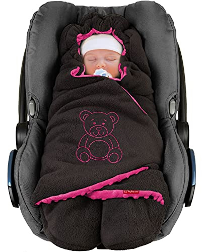 ByBoom Baby Couverture Enveloppante Hiver Universelle Multi-Usages, pour Coques Bébé, Sièges Auto, Poussettes ou Landaus; L'ORIGINAL avec l'ours