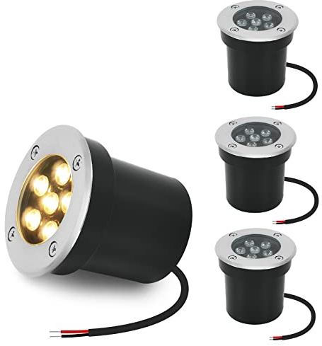 ACHENGE In-ground Lights Landscape Light 4 Pack 6w 12v Low Voltage LED Well Light Waterproof IP67 Pathway Lights Outdoor spotlights Trees Flags for Garden,Yard,Tree