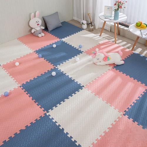 Krabbelmatte Baby Puzzlematte, 18 Teile, 30x30cm, Dick: 1,2 cm, 1,6m² | schaumstoff puzzlematte, Erweiterbar, weichem, bequem, rutschfest, wasserdicht, stoßdämpfend, wärmeisolierend, BPA frei