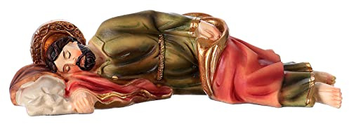 Holyart Figuras del Belén: Estatua de Resina San José Que Duerme 12 cm