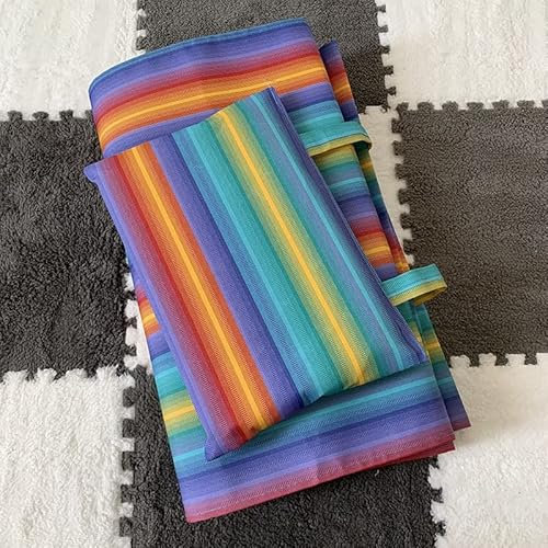 Ersatz-Stofftuch für Liegestuhl, Strand-Klappstuhl-Kits, Oxford und Leinen, 115 x 43 cm, Regenbogenfarben