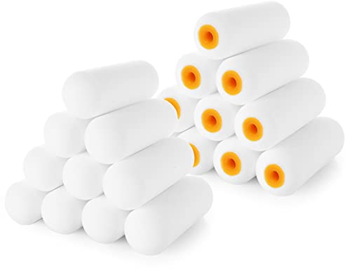 FVIEXE Foam Paint Roller, 4 Inch Foam Paint Roller Covers, Small Foam Roller Refills Paint Rollers Disposable for Painting Walls Cabinet Doors, Cabinets, Home Decoration & DIY Craft, Pack of 20