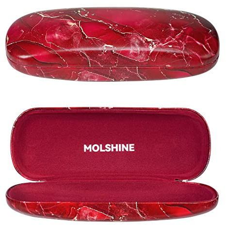 molshine Hartschalen-Brillenetui aus PU-Leder,tragbares Reise-Brillentasche für Männer,Frauen,Mädchen,Reisen,Studium,Arbeit