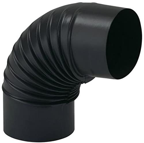 Gomito per Stufa a Legna in Lamiera porcellanata per Canna Fumaria (Gomito da 90° - 12 Ø cm, Nero Opaco)