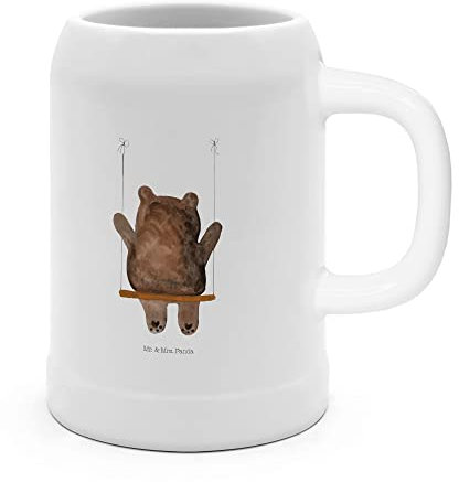 Mr. & Mrs. Panda Bierkrug Bär Schaukel - Geschenk, Personalisiert, Bierseidel, Tonkrug, Krug, Sommerfest, Oktoberfest, Verlust Trauer Trauergeschenk Traurig Trösten Trost Liebeskummer Liebe Verliebt