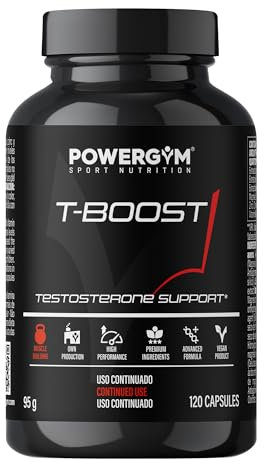 POWERGYM | Tboost 120 Cápsulas Potenciador muscular natural, mejora el crecimiento y recuperación muscular – Formula con tribulus terrestris, magnesio, zinc y vitamina B6