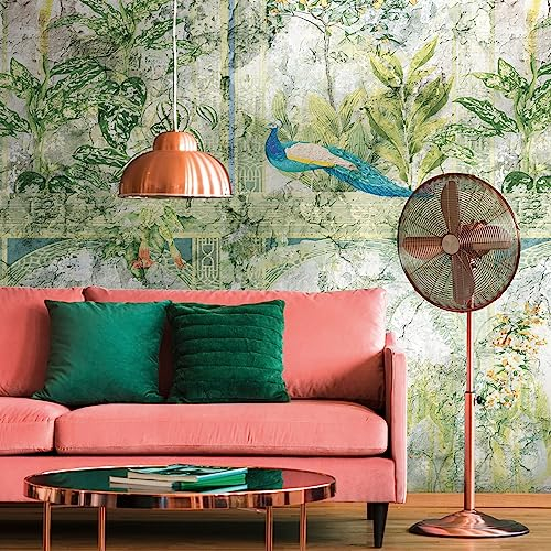 Livingwalls Vliestapete - Florale Tapete Vintage in Weiß, Blau und Grün - Wandtapete für verschiedene Räume - Wandbild XXL 2,80 m x 1,59 m