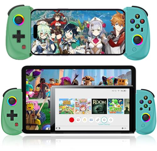 arVin Mobile Gaming Controller für iPad/Tablet[Innerhalb 5-10] Phone Game Controller für iPhone/Android mit RGB Hall Effekt Joystick/Turbo/6-Achsen Gyro/Vibration/Support Streaming auf PS4/PC