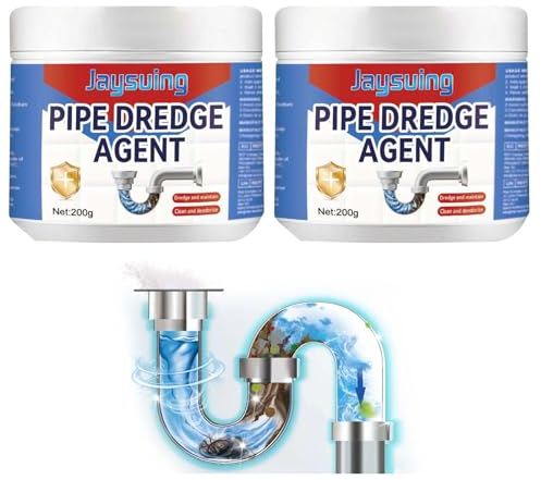 Pipe Dredge Agent, Leistungsstarker Waschbecken- und Abflussreiniger, Kraftvolles Pulver zur Beseitigung Verstopfter Rohre, Powerful Pipe Dredge Agent for Kitchen Toilet Pipeline Dredging (2pcs)