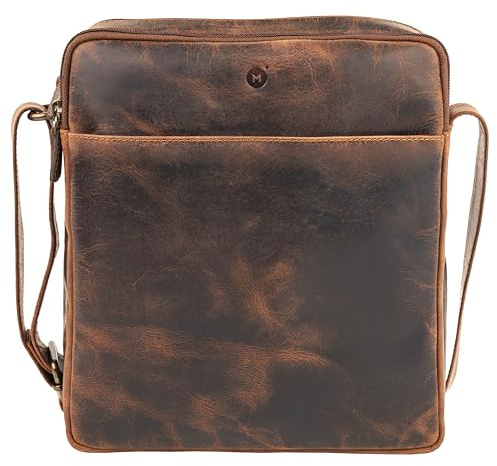 moonster Leder Umhängetasche Herren - Klein stilvolle Vintage Männer Schultertasche aus Echtleder - Kleine Schultertasche für Herren
