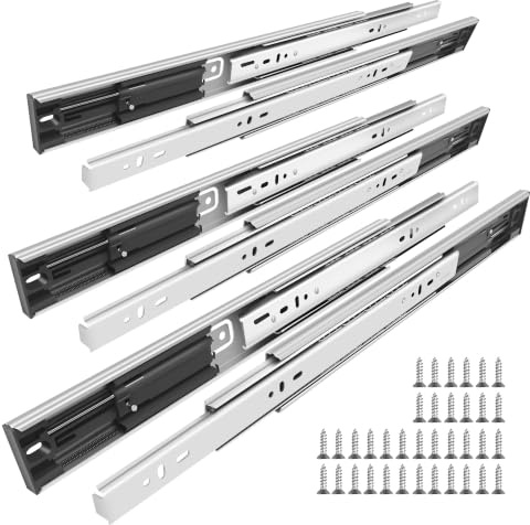 45 mm Kugelvollauszug mit Soft-Close, Vollauszug Schubladenschienen 300mm, Teleskopschienen aus kaltgewalztem Stahl, Tragkraft bis 45 kg, Seitenmontage, herausnehmbar, 3 paar