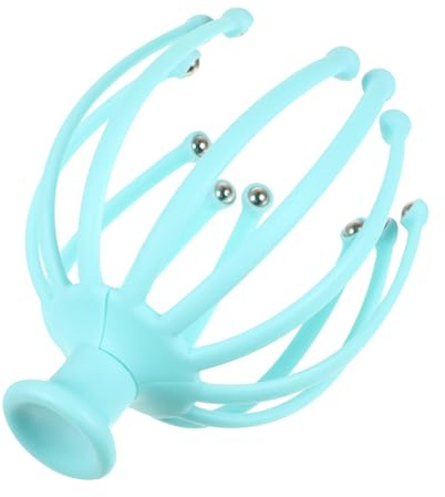Blau Oktopus Tragbar, Kopfhautmassagegerät, mit Schabfunktion | PP und Edelstahl, Ergonomisches Design, Reisen Unterwegs, Kompakt, für Kopfhautpflege und Massage