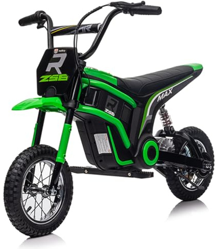 BabyCoches - Moto Eléctrica Niños, Motocicleta Eléctrica con Motor de 300 W, Neumático de 12'', Moto Cross para niños hasta 12 años, Vehículo eléctrico para niños con batería. (Verde)