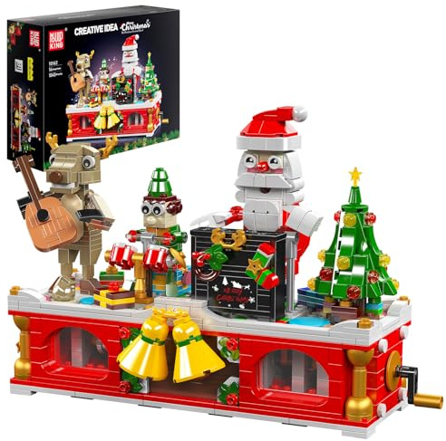 Mould King 10162 Klemmbausteine Weihnachten mit Pianist Weihnachtsmann Weihnachtsbaum Leistungsteam Weihnachten Bauspielzeug Geschenke für Ab 14 Jahren (1045 Teile)