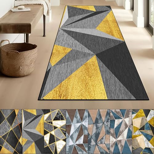 SUNLIMEI Teppich Läufer Flur 120 x 480 cm rutschfest Flurläufer Lang, Teppiche Meterware Supersoft Kurzflor, Geometrisch, Abstrakt Muster für Vorzimmer, Waschküche, F