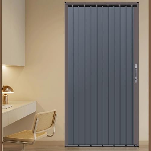 Concertina Door 198cm Tall Concertina Accordion Folding Door with Lock & Key, Heavy Duty Folding Doors Internal Grey White, Home Commercial Concertina Doors(Gray,WXH 33X78IN(83.8X198CM))