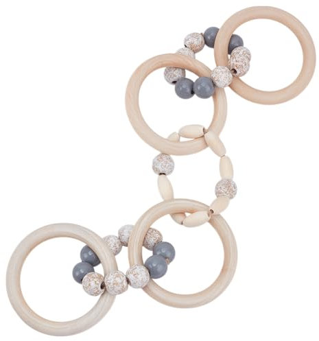 WADORN Ciondoli In Legno Catena A Maglie Decorazione 7 maglia Perline In Legno Naturale con Nodo Ghirlanda Set Boho Rustico Fattoria Catena Decorativa In Legno con Nodo per Scrivania Tavolo Camino