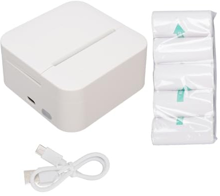 Asixxsix Tragbarer Drucker, Instant-Fotodrucker, Vollfarb-Taschen-Thermaldrucker mit 5 Rolldruckpapier, Drahtloser und Mobiler Druck, Kompatibel mit Android- und IOS-Telefon & Laptop