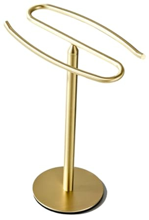 Wrtysully Soporte para Toallas de Mano Dorado, Toallero Independiente, Barra de Toalla de Acero Inoxidable, Soporte para Estante, Barra de Torre para Tocador de BañO