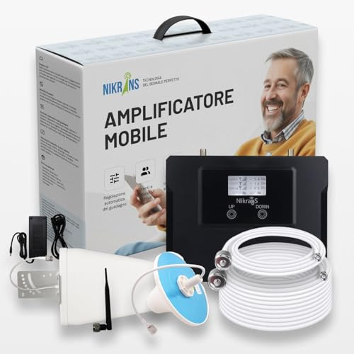Nikrans Amplificateur Réseau Mobile 4G LTE - Répéteur de Signal 800/1800 MHz - Bande 3/20 - Compatible avec Tout Opérateur - pour Maison ou Bureau Jusqu’à 250 m² - Certifié CE & RoHS