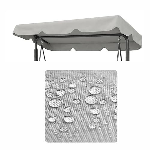 PillowPrim Wasserdicht Dach für Hollywoodschaukel - Hollywoodschaukel Dachbezug - 2-3 Sitzer, UV-Schutz Sonnendach, Gartenschaukel-Überdachung, Wasser- und staubdicht - 120x215 cm - Aschgrau