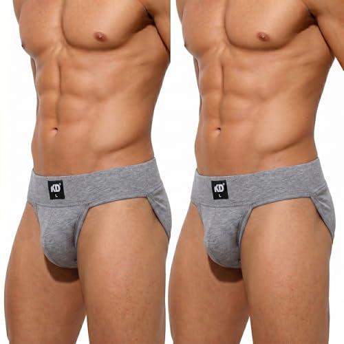 KD Willmax KNK Sostegno palestra da uomo con copertura posteriore | 100% cotone biologico sospensorio con tasca coppa | Sports Fit, Grigio - Confezione da 2, M